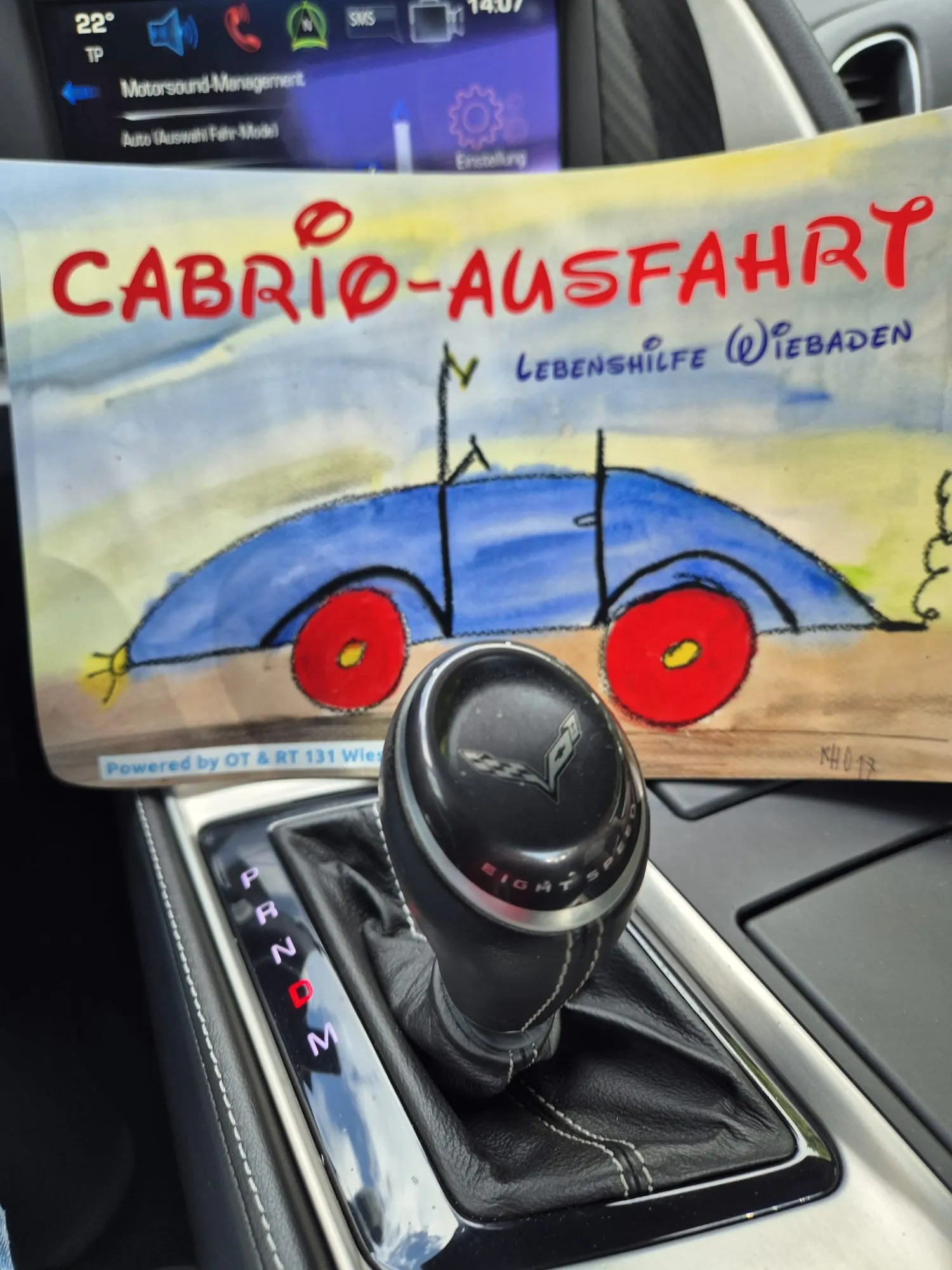Handgemaltes Plakat zur Cabrio-Ausfahrt der Lebenshilfe Wiesbaden